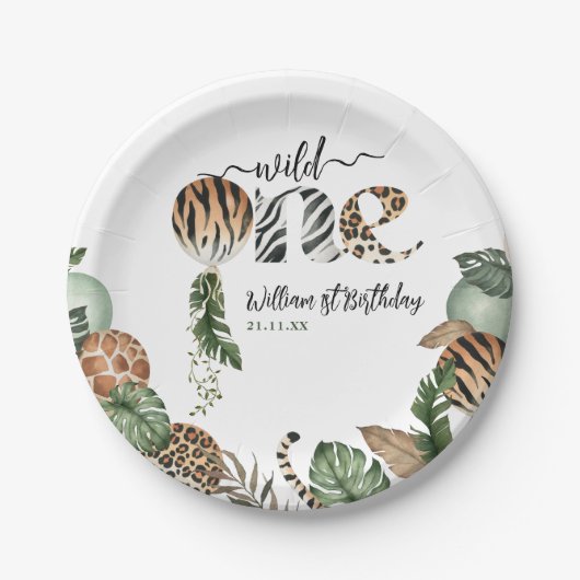 Wild Een Moderne Geslacht Neutraal 1e Verjaardag Papieren Bordje (Voorkant)