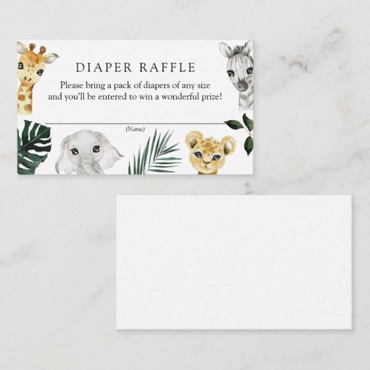 Wild Een Oerwoud Baby shower Luier Raffle Informatiekaartje (Voorkant / Achterkant)