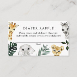 Wild Een Oerwoud Baby shower Luier Raffle Informatiekaartje