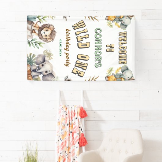 Wild een oerwoud eerste verjaardagsfeestje Banner (Insitu)