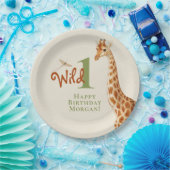 Wild Eén Oerwoud Giraffe 1e verjaardag Papieren Bordje (Feest)