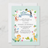 Wild Eén Oerwoud Safari Dieren 1e verjaardag Kaart (Voorkant)