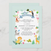 Wild Eén Oerwoud Safari Dieren 1e verjaardag Kaart (Voorkant / Achterkant)