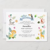 Wild Eén Oerwoud Safari Dieren 1e verjaardag Kaart (Voorkant)