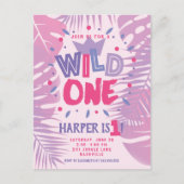 Wild Een Oerwoud Thema Meisje Eerste Verjaardag Briefkaart (Voorkant)