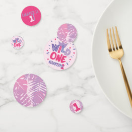 Wild Een Oerwoud Thema Meisje Eerste Verjaardag Confetti