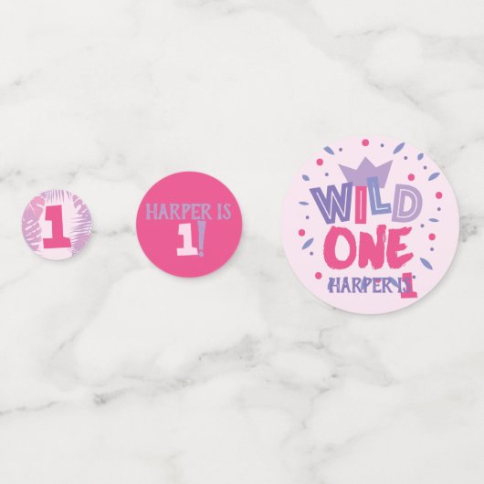 Wild Een Oerwoud Thema Meisje Eerste Verjaardag Confetti (Voorkanten)