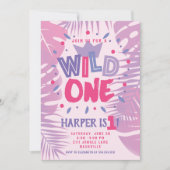 Wild Een Oerwoud Thema Meisje Eerste Verjaardag Kaart (Voorkant)