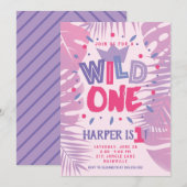 Wild Een Oerwoud Thema Meisje Eerste Verjaardag Kaart (Voorkant / Achterkant)