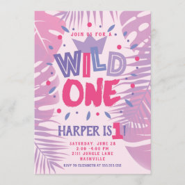 Wild Een Oerwoud Thema Meisje Eerste Verjaardag Kaart