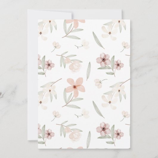 wild een pastel roze wilde bloem Eerste Verjaardag Kaart (Achterkant)