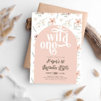 wild een pastel roze wilde bloem Eerste Verjaardag