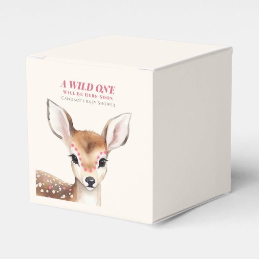 Wild Een Roze Gevlekt Fawn Herten Baby shower Bedankdoosjes (Voorkant Zijde)