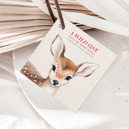 Wild Een Roze Gevlekt Fawn Herten Baby shower Bedankjes Labels
