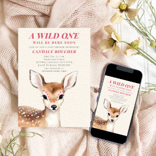 Wild Een Roze Gevlekt Fawn Herten Baby shower Kaart