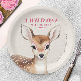 Wild Een Roze Gevlekt Fawn Herten Baby shower Papieren Bordje