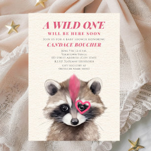 Wild Een Roze Mohawk Raccoon Baby shower Kaart