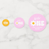 Wild Eén roze Witte Dagen Retro 1 eerste verjaarda Confetti (Voorkanten)