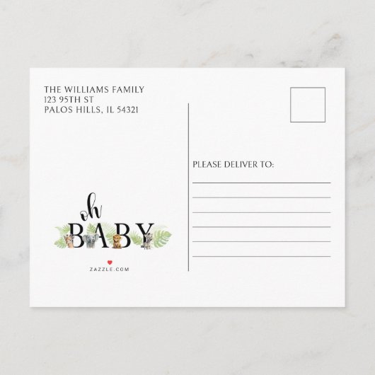 Wild een Safari baby shower uitnodiging briefkaart (Achterkant)