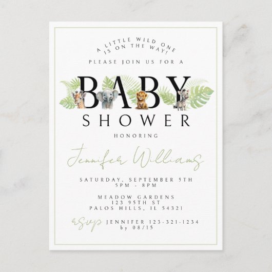 Wild een Safari baby shower uitnodiging briefkaart (Voorkant)