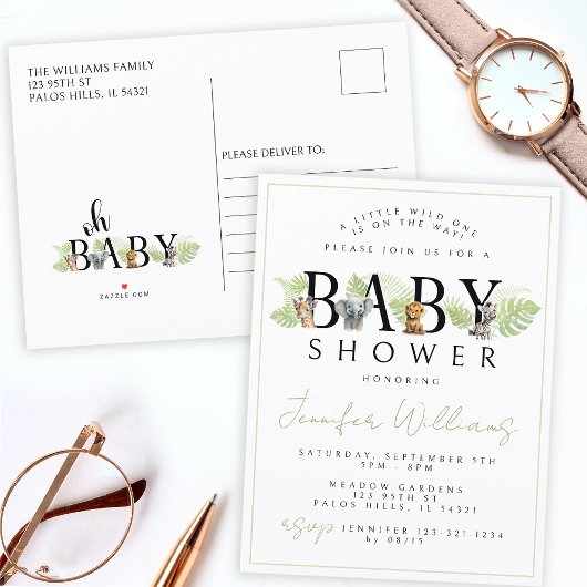 Wild een Safari baby shower uitnodiging briefkaart