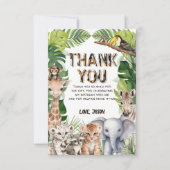 WIld een Safari dieren 1e verjaardag dank u Bedankkaart (Voorkant)