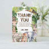 WIld een Safari dieren 1e verjaardag dank u Bedankkaart (Staand voorkant)
