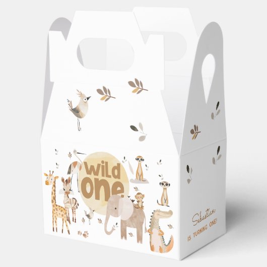 Wild een safari dieren eerste kinderen verjaardag bedankdoosjes (Geopend)