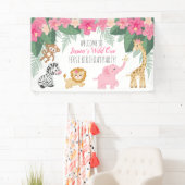 Wild één Safari/Girl Oerwoud-thema Welkomstteken Spandoek (Insitu)