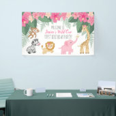 Wild één Safari/Girl Oerwoud-thema Welkomstteken Spandoek (Beurs)