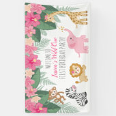 Wild één Safari/Girl Oerwoud-thema Welkomstteken Spandoek (Verticaal)