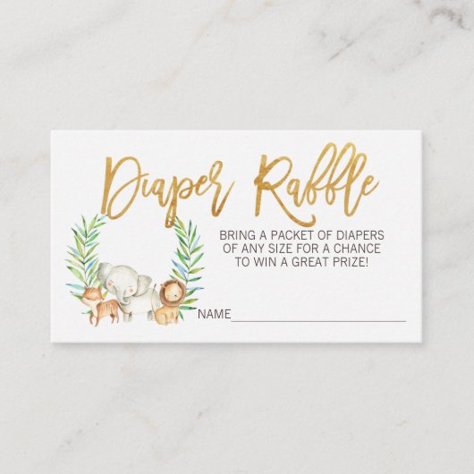 Wild één safari oerwoud diaper treinkaartje invoeg informatiekaartje (Voorkant)