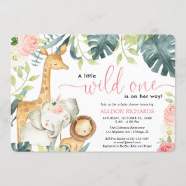 Wild een safari oerwoud dieren meisje baby shower kaart
