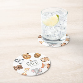 Wild een safari thema eerste verjaardag ronde kartonnen onderzetter