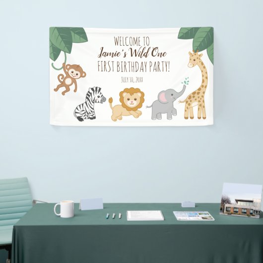 Wild één Safari/thema Oerwoud Welkomstteken Spandoek (Beurs)