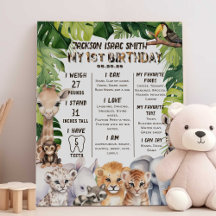 Wild een Safari Theme Boy 1e verjaardag Milestone