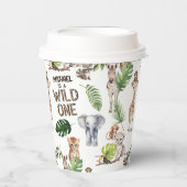 WIld een Safari Theme Boy 1e verjaardag Papieren Bekers (Voorkant)