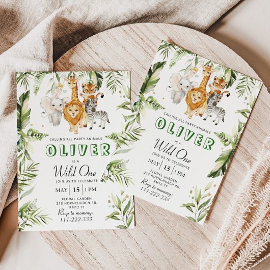 Wild een safari verjaardagsuitnodiging kaart