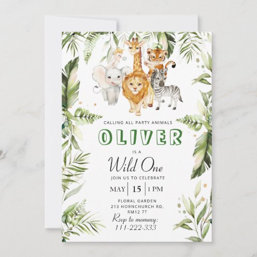 Wild een safari verjaardagsuitnodiging kaart (Voorkant)