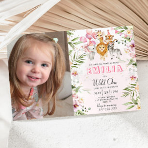 Wild een safari verjaardagsuitnodiging met foto kaart