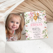 Wild een safari verjaardagsuitnodiging met foto