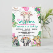 Wild Een schaapsafari oerwoud 1e Dierenverjaardag Kaart (Staand voorkant)