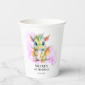 Wild Een Schattige Baby Dragon Sprookje 1e Verjaar Papieren Bekers (Voorkant)