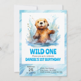 Wild Een Schattige Baby Zee Otter in Water 1e Verj Kaart