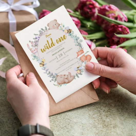 Wild Een Schattige Bos Dieren 1e Verjaardag Kaart