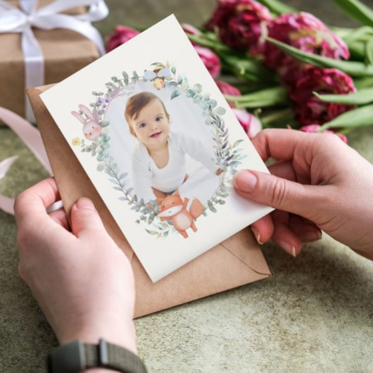 Wild Een Schattige Bos Dieren 1e Verjaardag Kaart