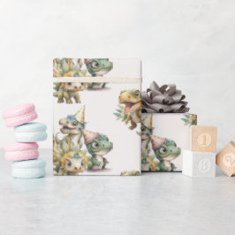 Wild Een Schattige Dinosaurus Verjaardagsfeest Cadeaupapier