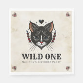 Wild Een Schattige Kitten Cat Rockabilly 1e Verjaa Servet (Voorkant)