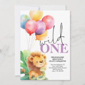 Wild Een Schattige Leeuwenslang 1e Verjaardagsfees Kaart (Voorkant)