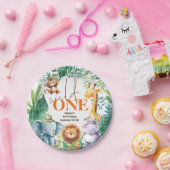 Wild Een Schattige Safari Dieren 1e Verjaardagsfee Papieren Bordje (Feest)